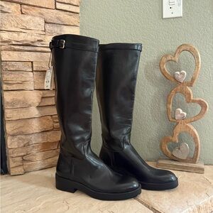 Zara Black Over the Knee Boots Timeless Design by